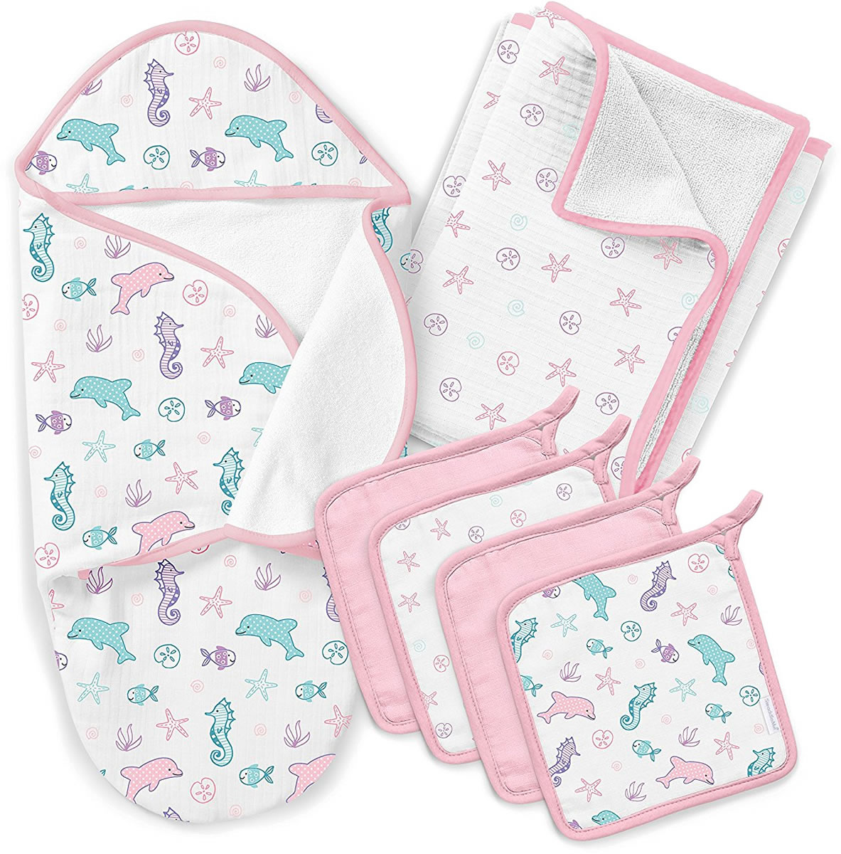 Summer Infant SwaddleMe Baby Bath Gift Set Dolphin Splash