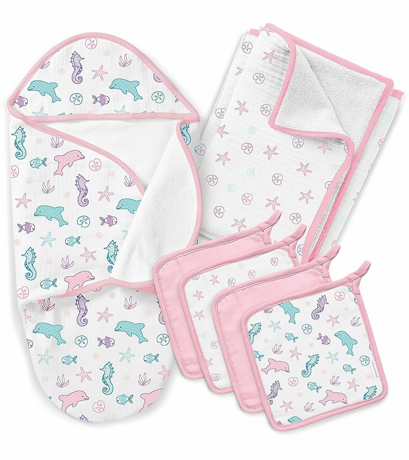 Summer Infant SwaddleMe Baby Bath Gift Set Dolphin Splash