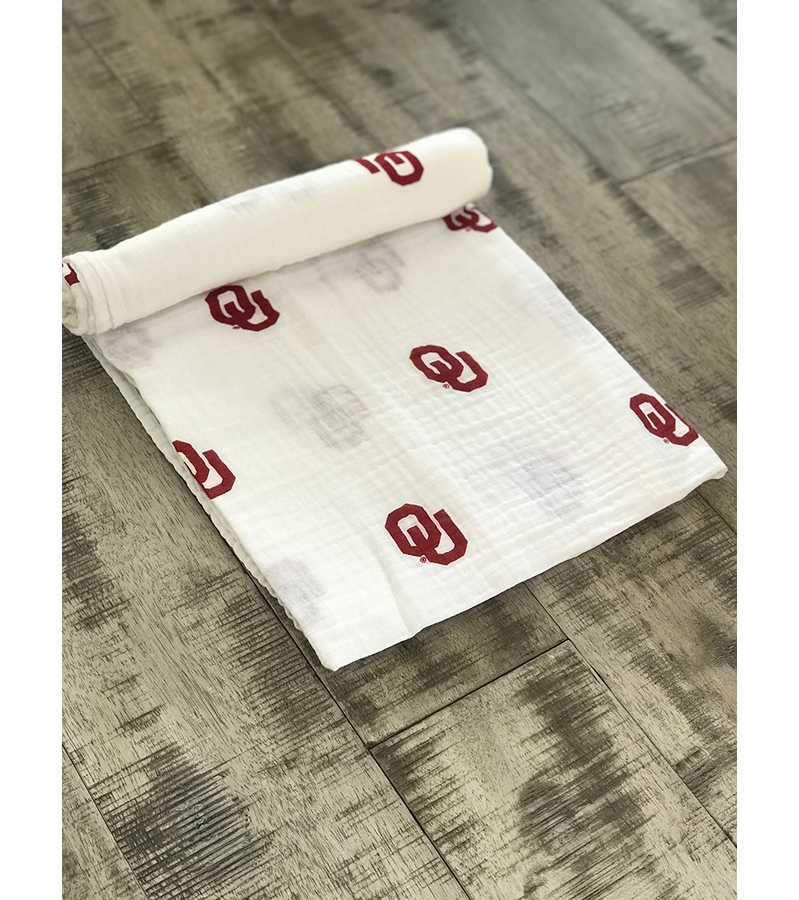 Three Little Anchors College Swaddle Blanket Oklahoma Sooners