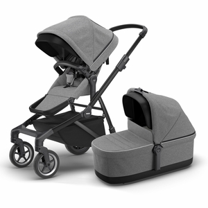 Thule Sleek Single-to-Double Stroller & Bassinet - Black / Grey Melange