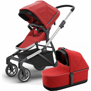 Thule Sleek Single-to-Double Stroller & Bassinet - Energy Red
