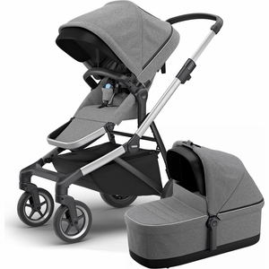 Thule Sleek Single-to-Double Stroller & Bassinet - Grey Melange