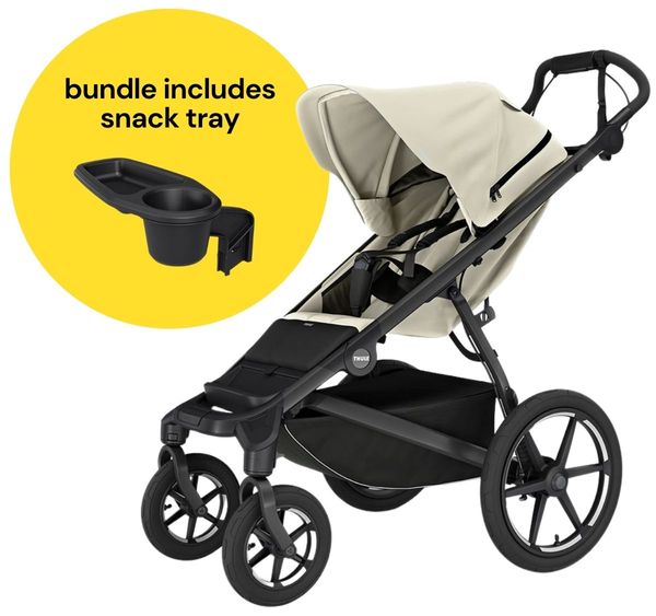Thule Urban Glide 4-Wheel All-Terrain Stroller + Snack Tray Bundle - Soft Beige