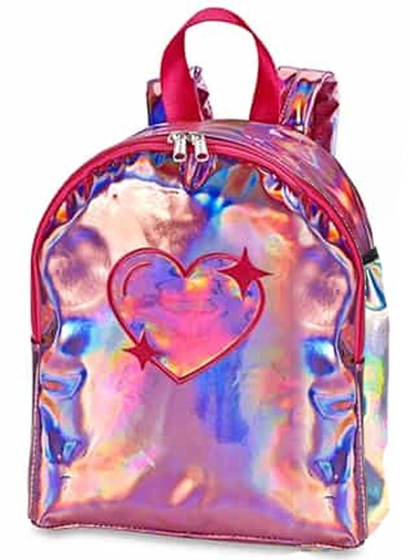 Top Trenz Metallic Mini Kid Backpack Silver/Heart
