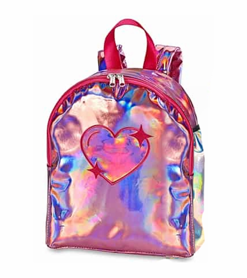 Top Trenz Metallic Mini Kid Backpack Silver/Heart