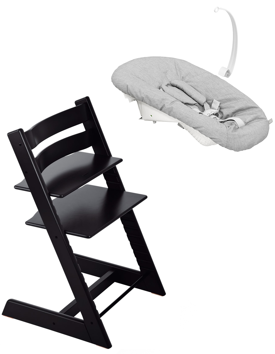Tripp Trapp Chair + Newborn Set Bundle Black