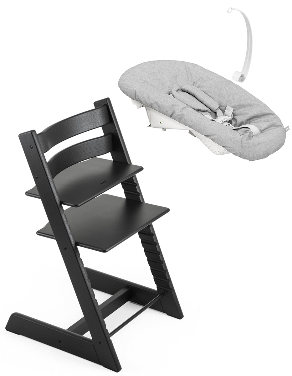 Tripp Trapp Chair + Newborn Set Bundle Oak Black