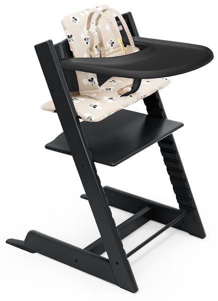 Tripp Trapp High Chair and Cushion with Stokke Tray - Black / Mickey Signature