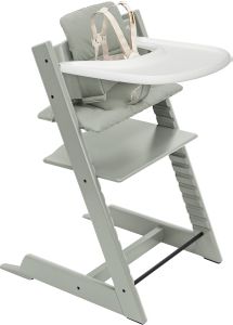 Tripp Trapp High Chair2 and Cushion with Stokke Tray - Glacier Green / Glacier Green