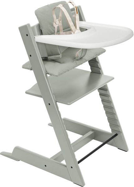 Tripp Trapp High Chair2 and Cushion with Stokke Tray - Glacier Green / Glacier Green