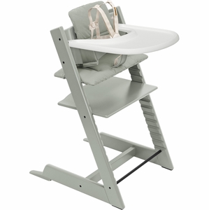 Tripp Trapp High Chair2 and Cushion with Stokke Tray - Glacier Green / Glacier Green