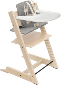 Tripp Trapp High Chair2 and Cushion with Stokke Tray - Natural / Dots Grey