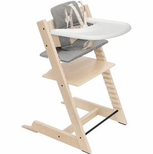 Tripp Trapp High Chair2 and Cushion with Stokke Tray - Natural / Dots Grey