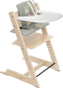 Tripp Trapp High Chair2 and Cushion with Stokke Tray - Natural / Glacier Green