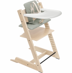 Tripp Trapp High Chair2 and Cushion with Stokke Tray - Natural / Glacier Green