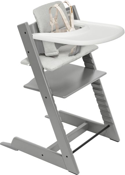 Tripp Trapp High Chair2 and Cushion with Stokke Tray - Storm Grey / Nordic Grey