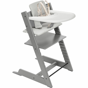 Tripp Trapp High Chair2 and Cushion with Stokke Tray - Storm Grey / Nordic Grey