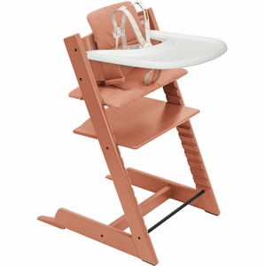 Tripp Trapp High Chair2 and Cushion with Stokke Tray - Terracotta / Terracotta