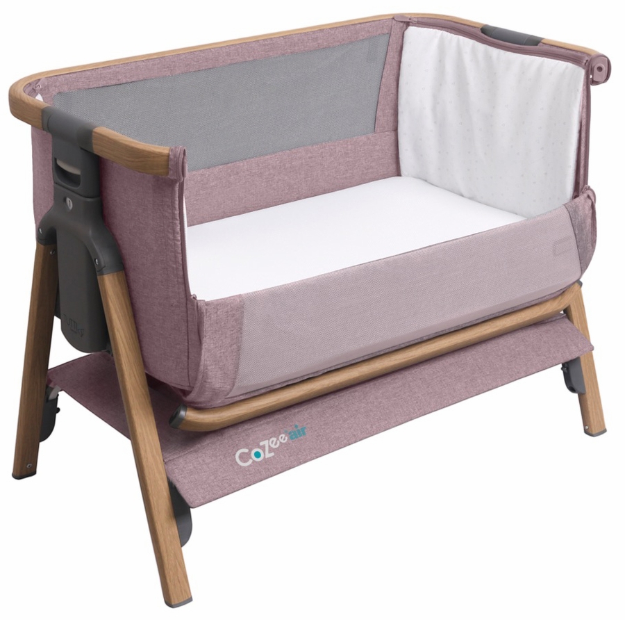 Tutti Bambini CoZee Air Bedside Crib Oak / Light Pink