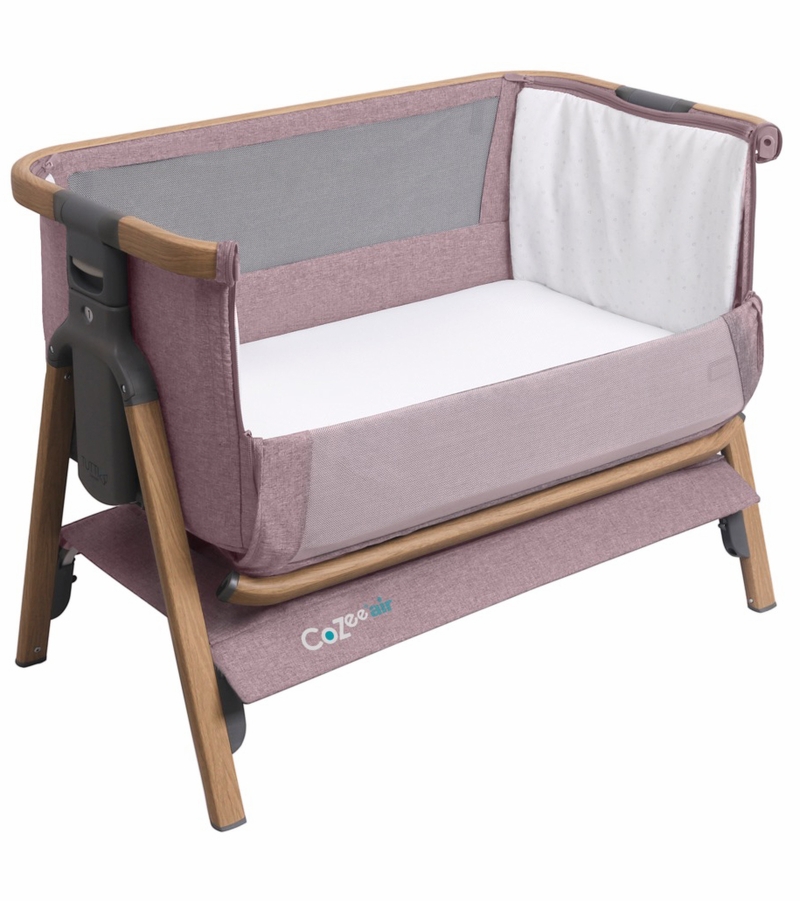 Tutti Bambini CoZee Air Bedside Crib Oak / Light Pink