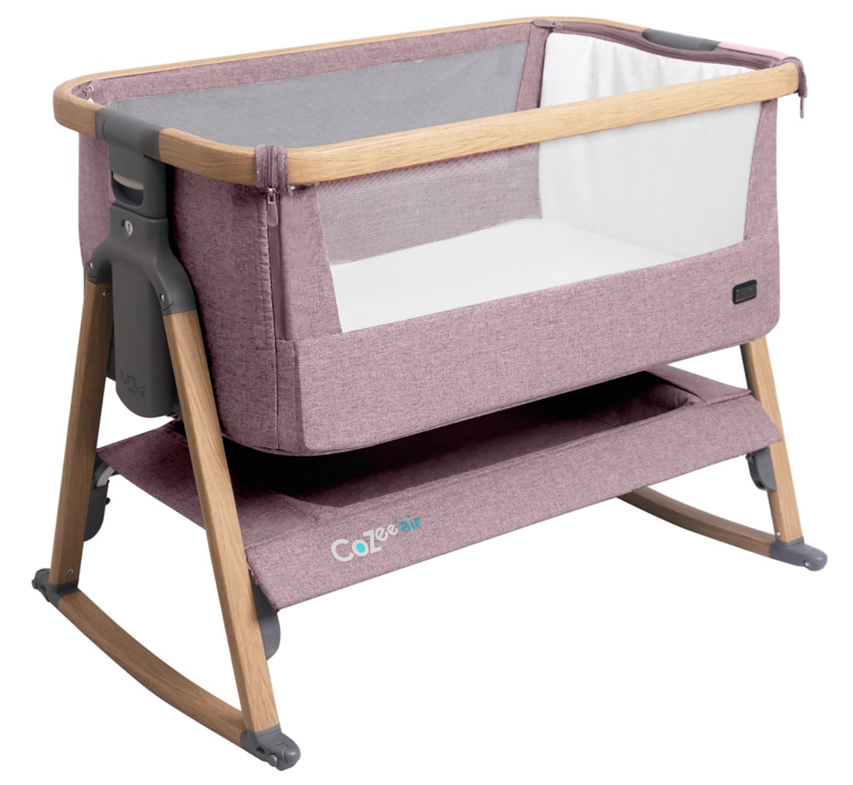 Tutti Bambini CoZee Air Bedside Crib Oak / Light Pink