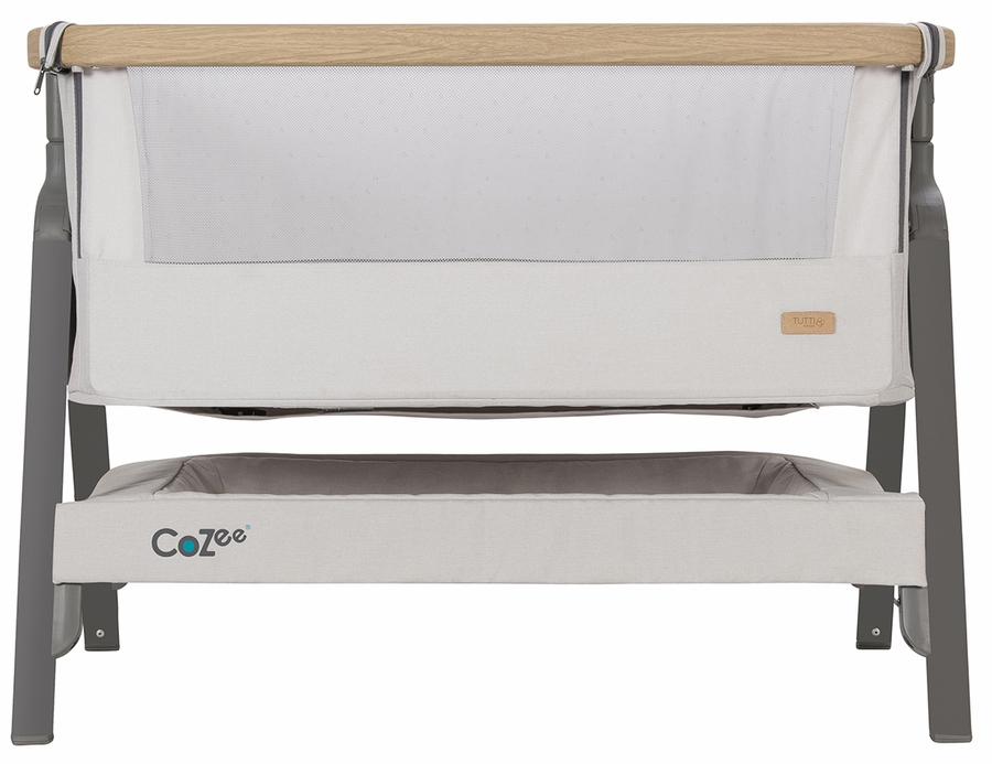 Tutti Bambini CoZee Bedside Crib Oak / Sterling Silver