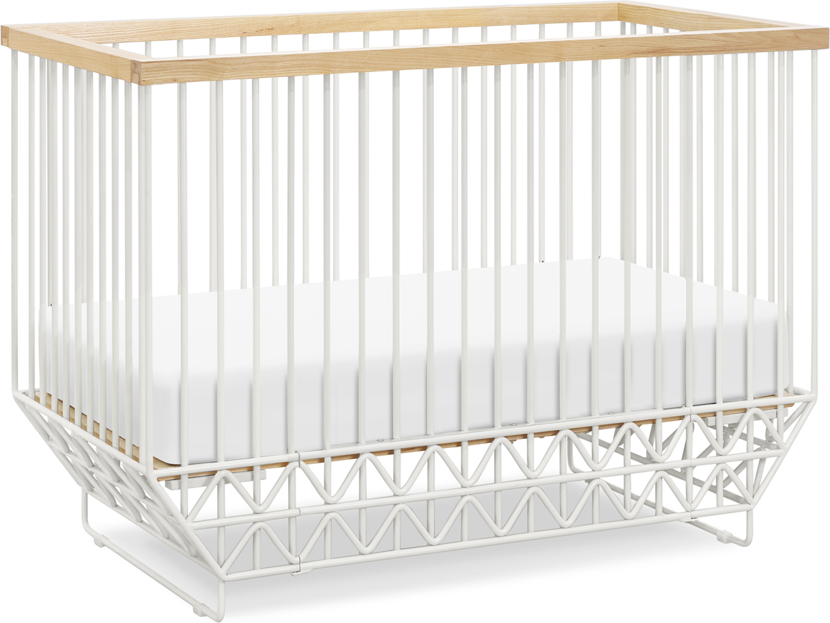 Ubabub Mod 1 Convertible Crib with Toddler Bed Conversion Kit - Warm White / Natural