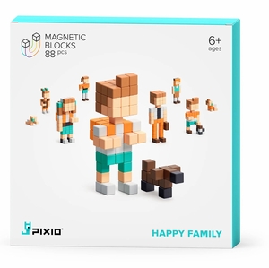 Ukidz PIXIO Happy Family - 88 Magnetic Blocks in 7 Colors
