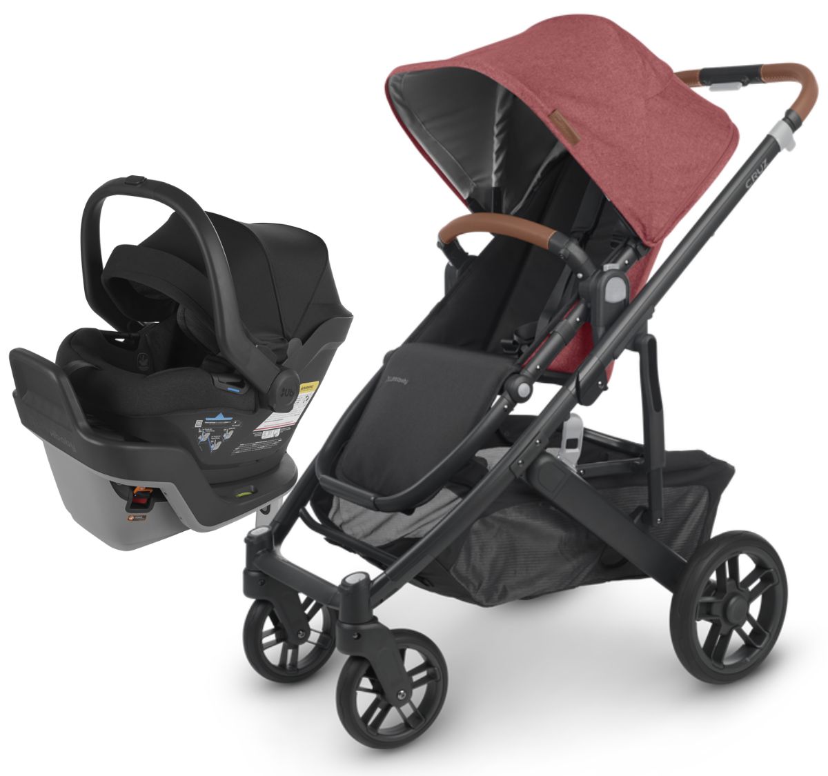 UPPAbaby Cruz V2 Stroller - Lucy (Rosewood Melange / Carbon / Saddle Leather)