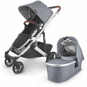 UPPAbaby Cruz V2 Stroller + Bassinet - Gregory (Blue Melange/Silver/Saddle Leather)