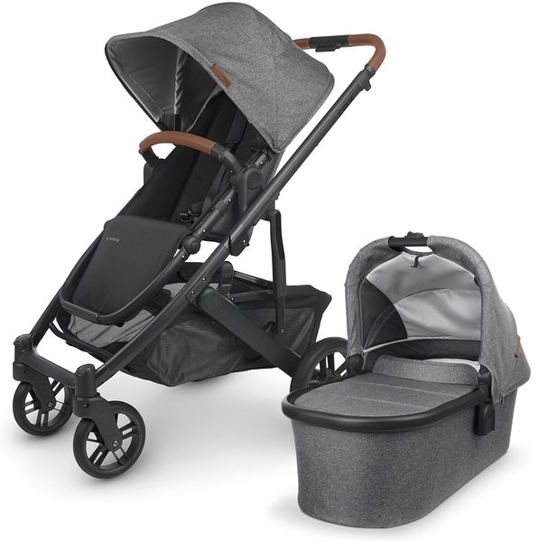UPPAbaby CRUZ V2 Stroller + Bassinet - Greyson (Charcoal Melange/Carbon/Saddle Leather)