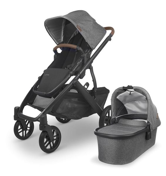 UPPAbaby OPEN BOX Vista V2 Single-to-Double Stroller -  Greyson (Charcoal Melange/Carbon/Saddle Leather)