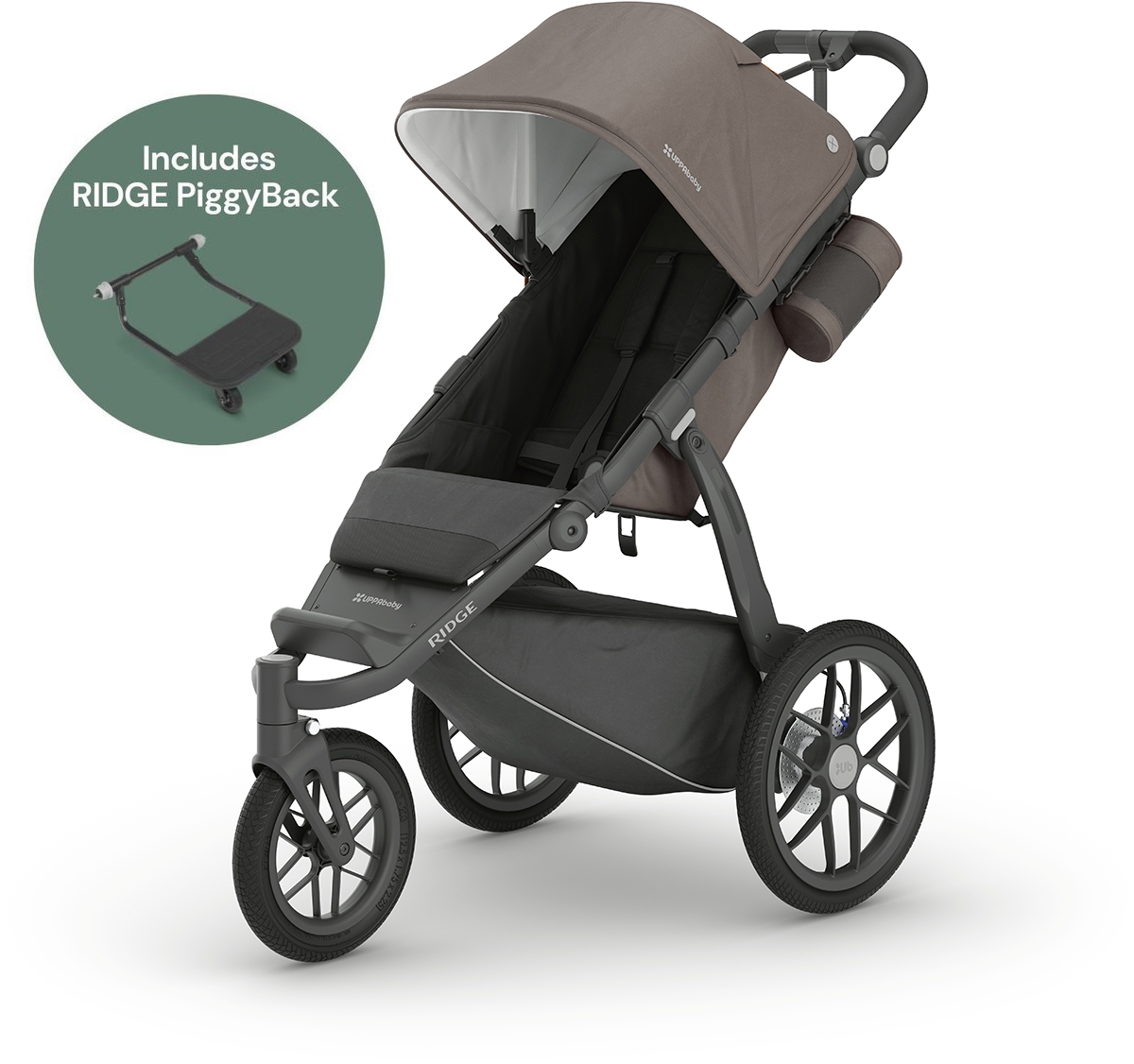 UPPAbaby Ridge Jogging Stroller + PiggyBack Ride-Along Bundle - Theo