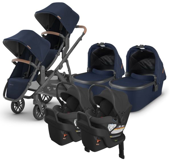 UPPAbaby VISTA V2 Twin Double Stroller + Aria Travel System Bundle with Rumble Seat V2+ - Noa / Jake