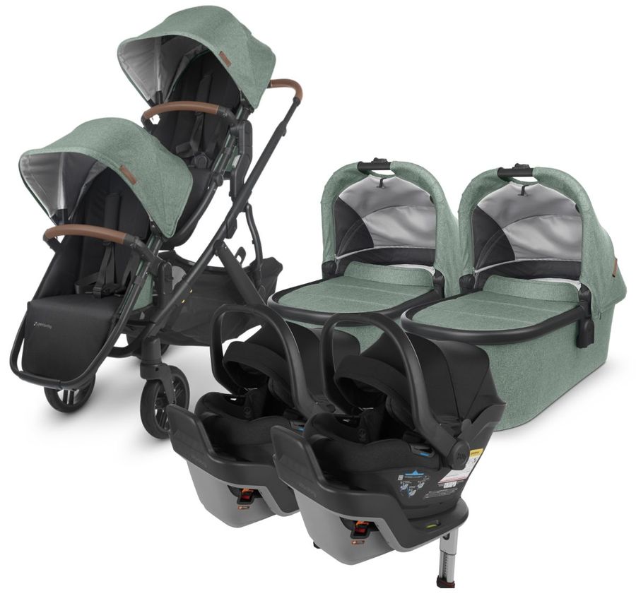 UPPAbaby Vista V2 Twin Double Stroller + MESA MAX Travel System Bundle