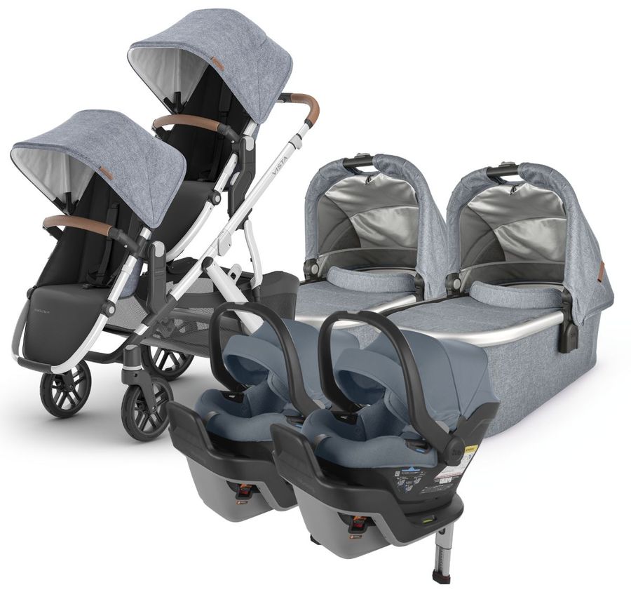 UPPAbaby VISTA V2 Twin Double Stroller + MESA MAX Travel System Bundle