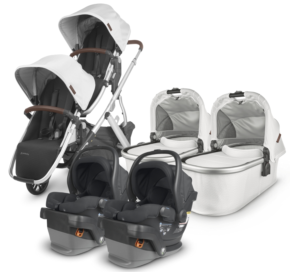 UPPAbaby VISTA V2 Twin Double Stroller + MESA V2 Travel System Bundle