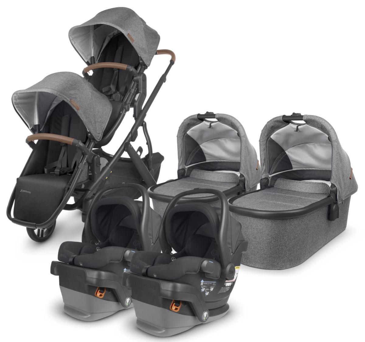 UPPAbaby VISTA V2 Twin Double Stroller + MESA V2 Travel System Bundle