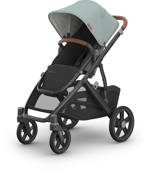 UPPAbaby Vista V3 Single-to-Double Stroller - Kenzi (Mystic Aqua / Carbon Frame / Saddle Leather)