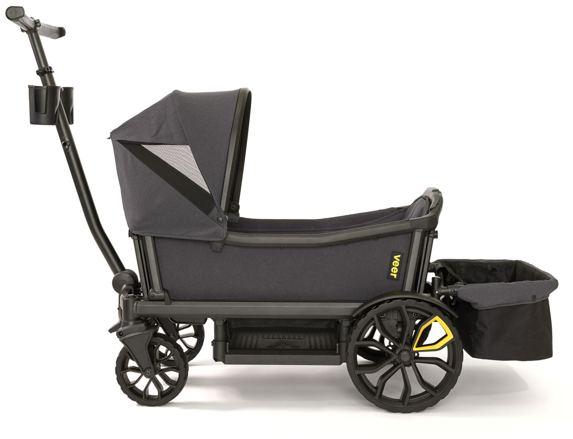 Veer Cruiser (2 Seater) Stroller Wagon + Canopy + Basket Bundle - Grey / Grey