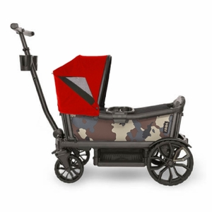 Veer Cruiser (2 Seater) Stroller Wagon + Canopy Bundle - Camo/Pele Red