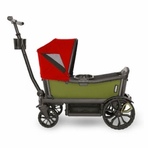Veer Cruiser (2 Seater) Stroller Wagon + Canopy Bundle - Joshua Green/Pele Red