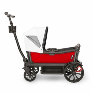 Veer Cruiser (2 Seater) Stroller Wagon + Canopy Bundle - Pele Red/Savanna White