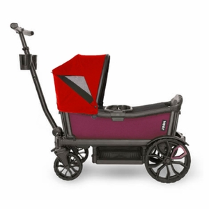 Veer Cruiser (2 Seater) Stroller Wagon + Canopy Bundle - Pink Agate/Pele Red