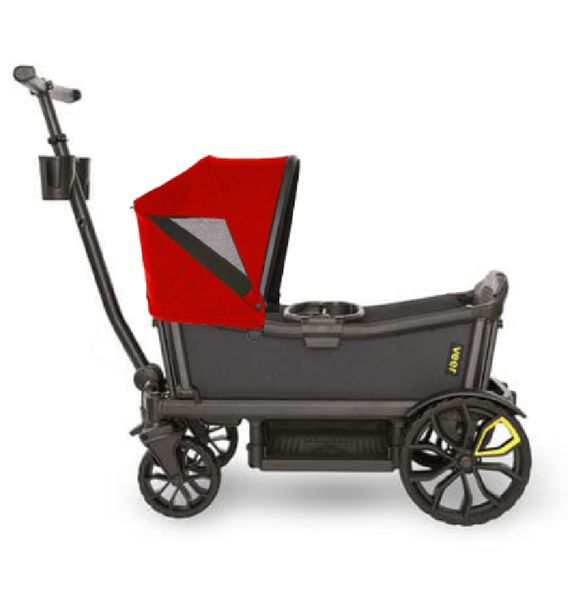 Veer Cruiser (2 Seater) Stroller Wagon + Canopy Bundle - Grey/Pele Red