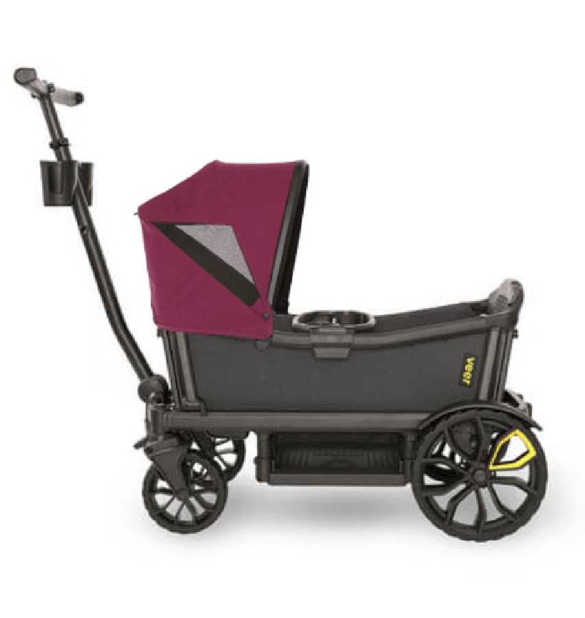Veer Cruiser (2 Seater) Stroller Wagon + Canopy Bundle - Grey/Pink Agate