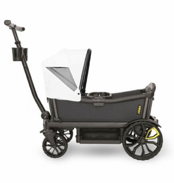 Veer Cruiser (2 Seater) Stroller Wagon + Canopy Bundle - Grey/Savanna White