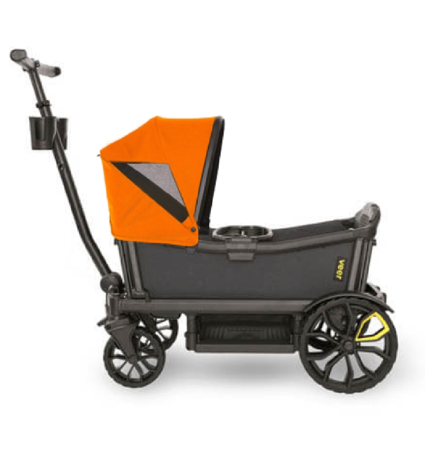 Veer Cruiser (2 Seater) Stroller Wagon + Canopy Bundle - Grey/Sienna Orange