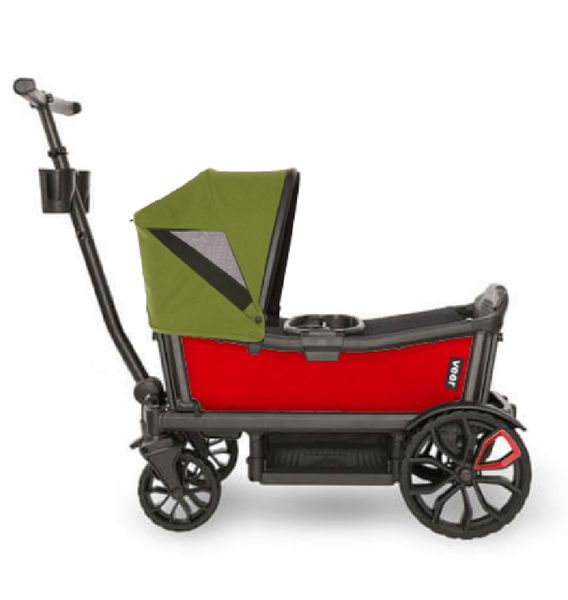 Veer Cruiser (2 Seater) Stroller Wagon + Canopy Bundle - Pele Red/Joshua Green