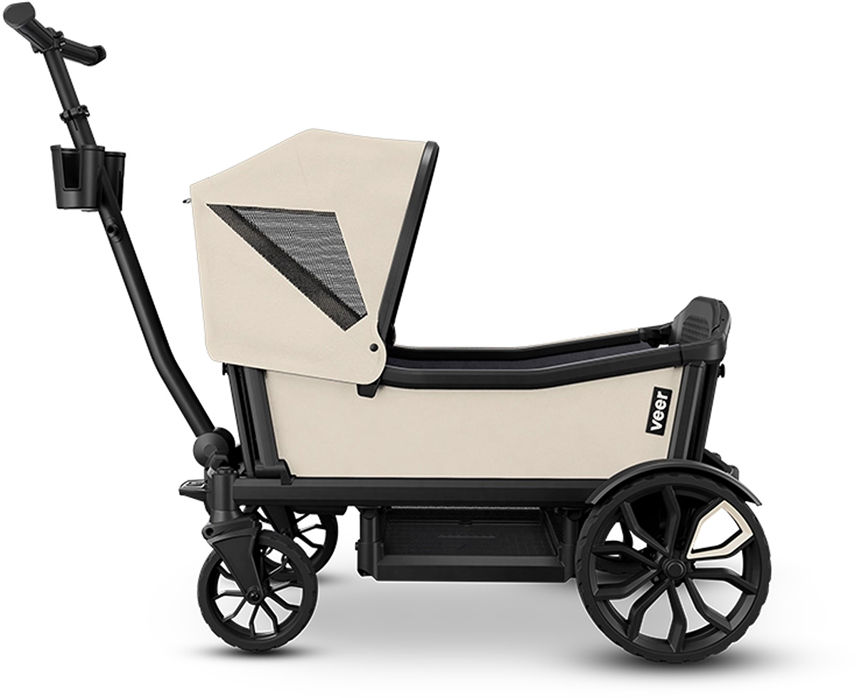 Veer Cruiser (4 Seater) Stroller Wagon + Sidewall Kit + Canopy Bundle - Natural